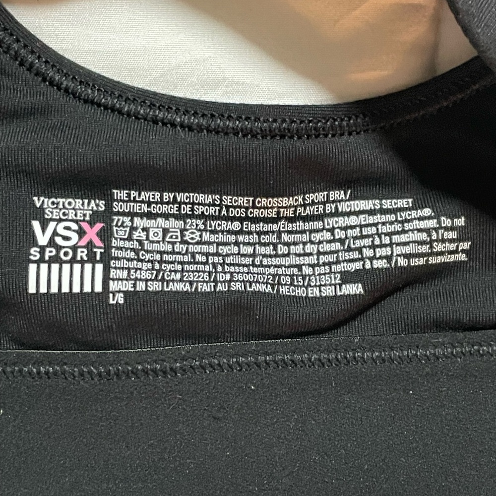 Victoria’s Secret VSX “The Player” Performance Sport Bra Black Crossback L - Picture 6 of 9